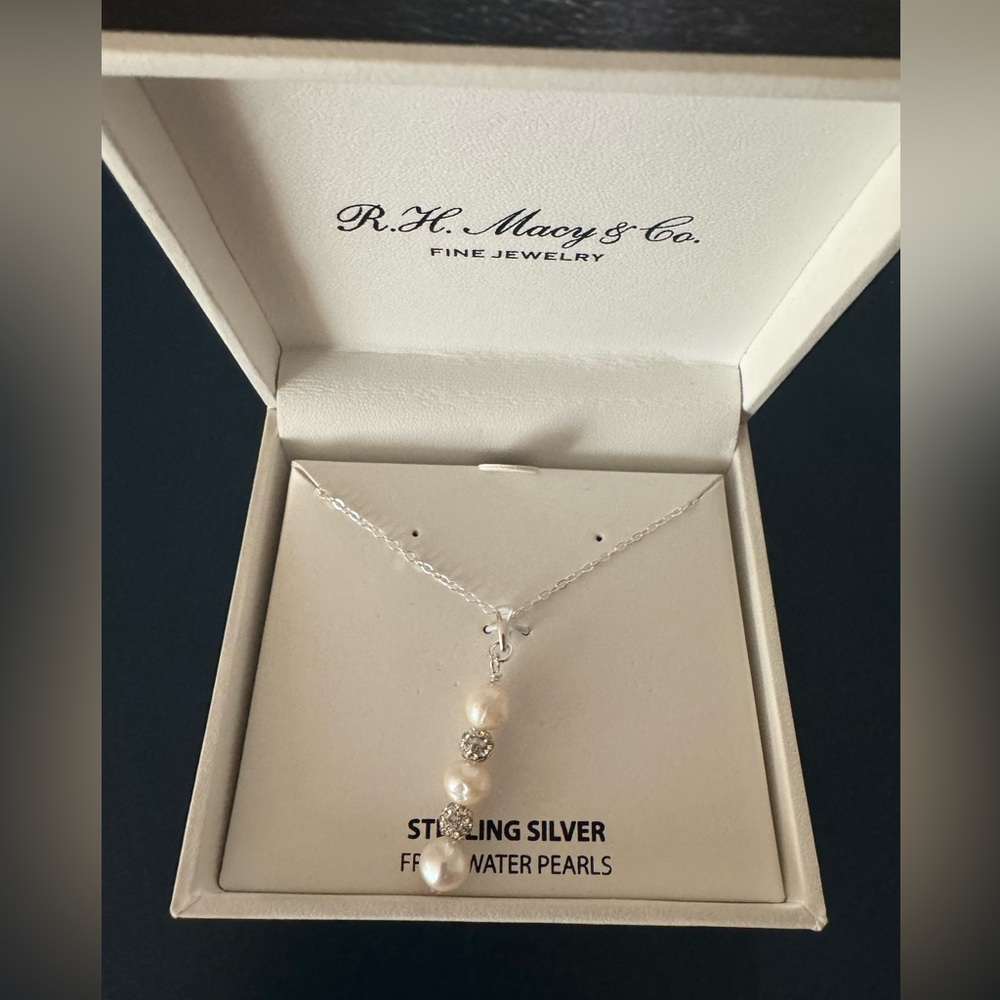 Macy's Sterling Silver Necklace with Pearls